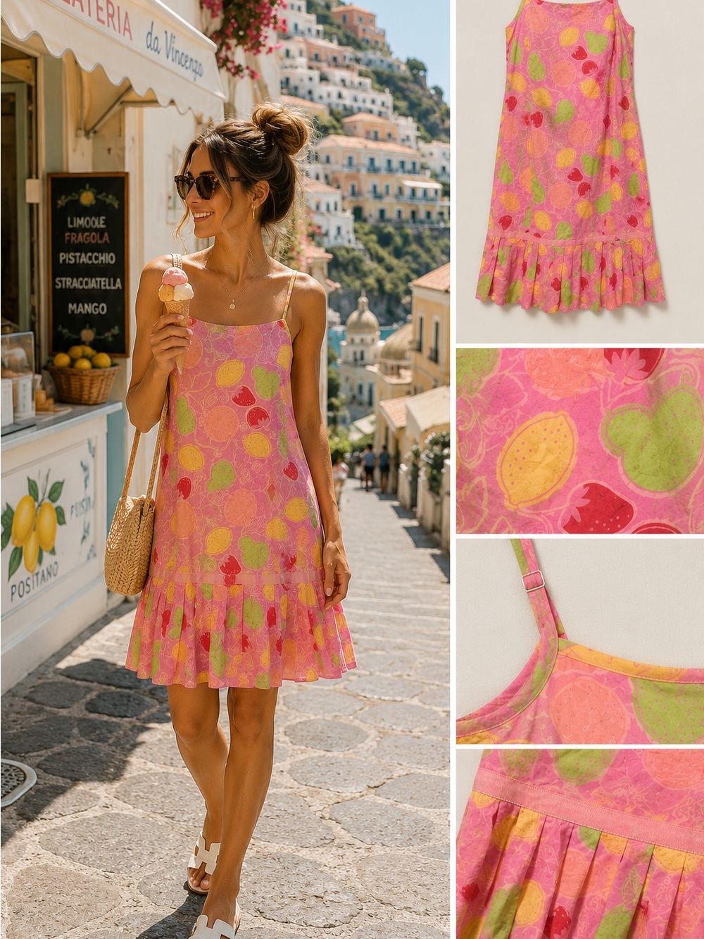 Lilly Pulitzer Fruit Print Cotton Sundress Size Small Pink Summer Vacation Dress
